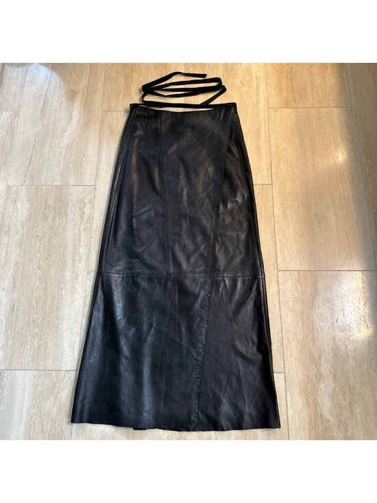 Banana Republic Dresses & Skirts - Banana Republic Vintage Black Leather Maxi Wrap Skirt, sz 12